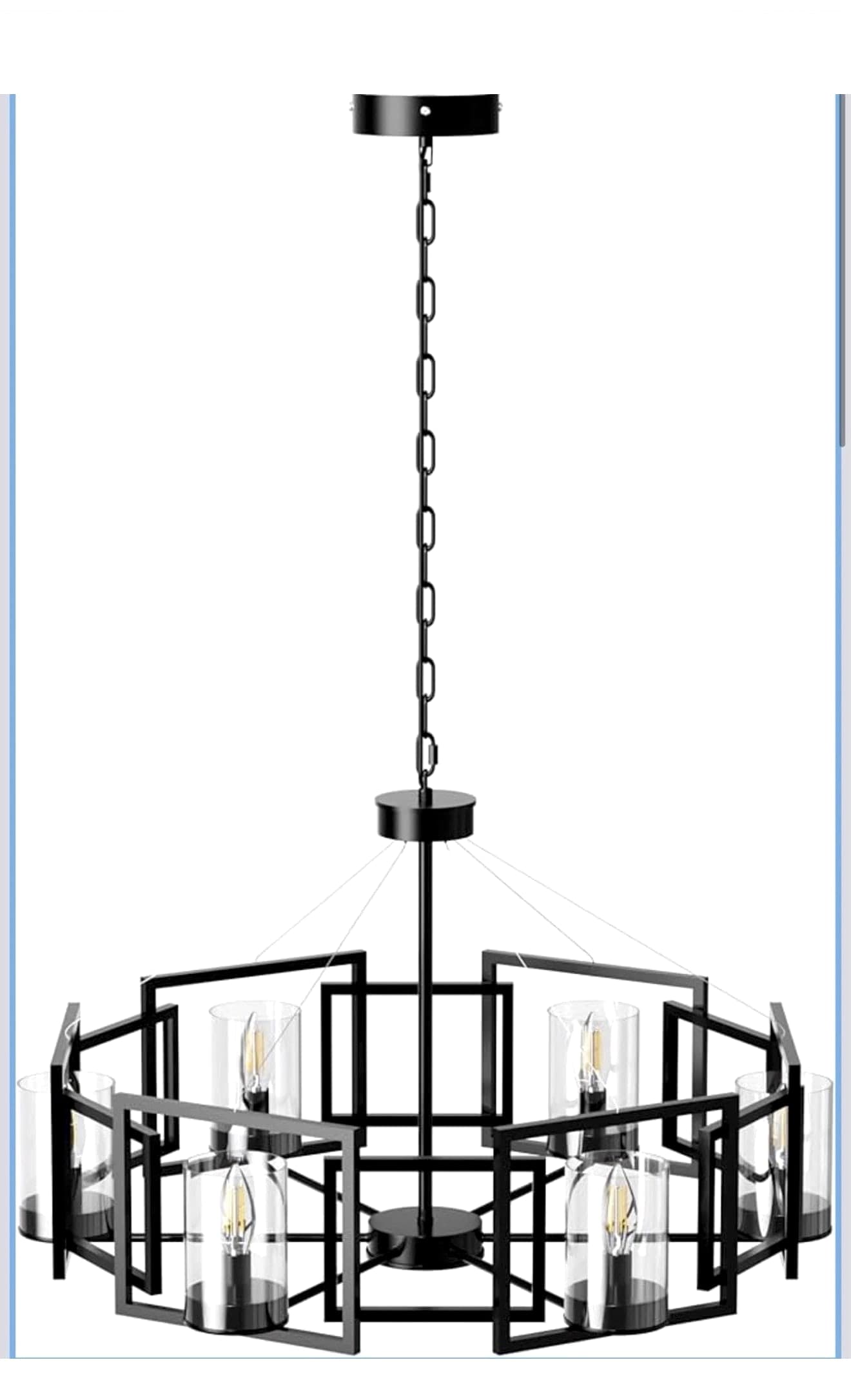 Industrial Ceiling Chandelier: 6-Light Black Farmhouse Pendant